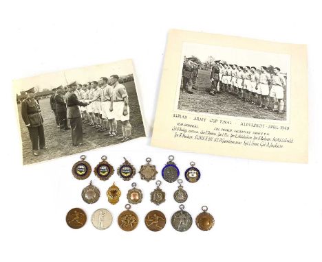 A Collection of Seventeen Sporting Medallions, in silver, gilt metal and enamelled, including one awarded to Corporal A Jacks