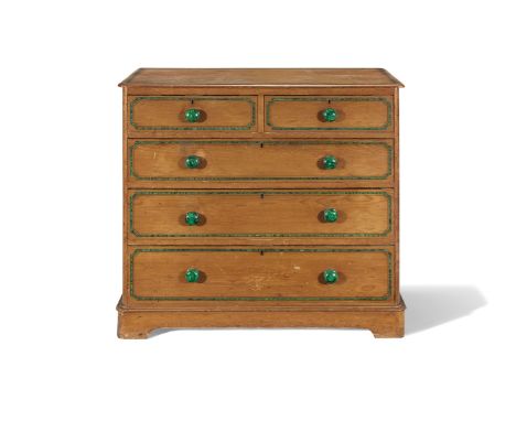 A Victorian pine and simulated malachite chestWith two short drawers over three long graduating drawers, on bracket feet, 105