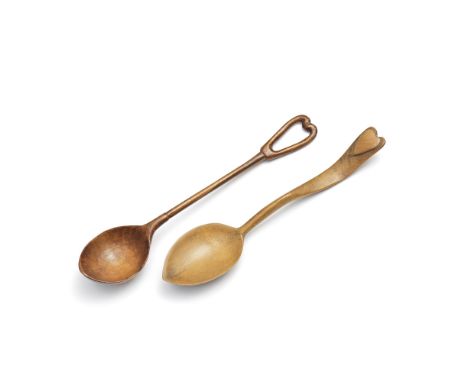 An 18th century deep spoon or cordial ladle, together with another spoonWith simple circular section handle and pierced heart