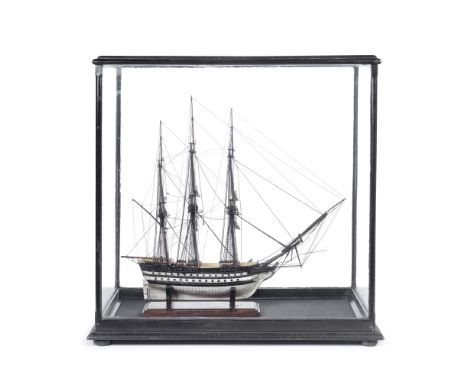 A French early 19th century prisoner of war bone model of a ship-of-the-lineWith later additions and restorationThe pinned an