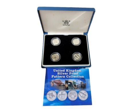 Numismatics - a Royal Mint 2003 Bridges Pattern silver proof £1 set ,&nbsp; Forth Bridge,&nbsp; Egyptian Arch,&nbsp; Gateshea