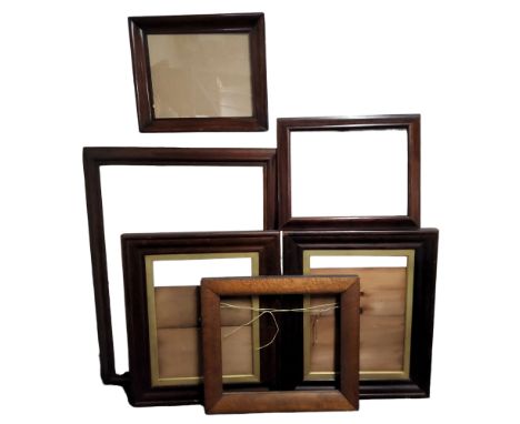 A Victorian mahogany frame, 87 x 118cm;&nbsp; &nbsp;others, cushion framed;&nbsp; a pair, 81 x 67cm;&nbsp; others