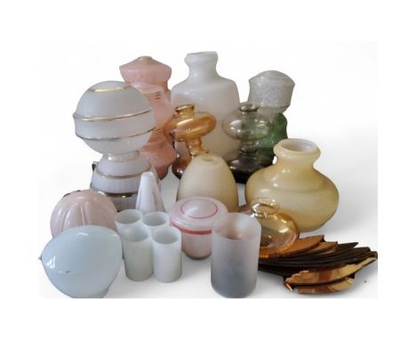 Vintage Lighting&nbsp; - various 1970's glass light shades;&nbsp;&nbsp;chrome light shades, ceiling lights, table lamps, etc