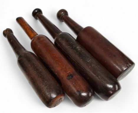 Treen - four early 19th century tactile hardwood lead beating tools