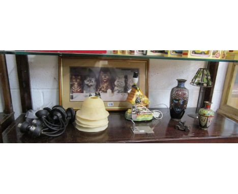 Shelf of collectables to include Cloisonné