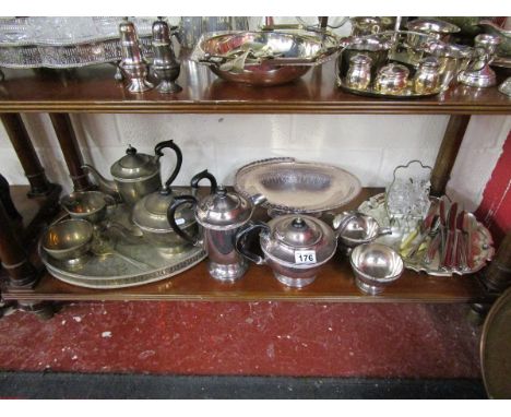 Shelf of silver plate