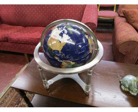 Ornate globe inlaid with mother-of-pearl