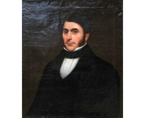 British School (19th century)Portrait of a gentleman, bust length, wearing a dark suit and stiff collarOil on canvas, 76.5cm 