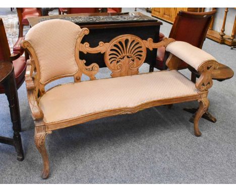 A Carved Walnut Framed Sofa, of small proportions, 131cm