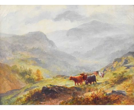 * Russell (19th/20th century) "Sketch above Elterwater, Westmorland"Signed and dated 1892, titled and inscribed verso, oil on