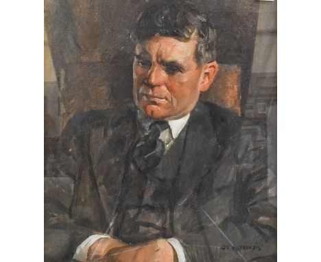 George Findlay McKenzie (fl.1930-1937) Scottish Portrait of a gentleman, half length, seated, wearing a suit and tieSigned, o