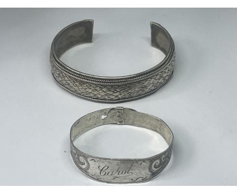 TWO SILVER BANGLES 