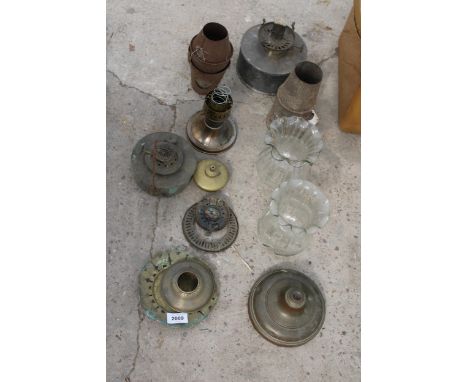 AN ASSORTMENT OF VINTAGE OIL LAMP SPARES 