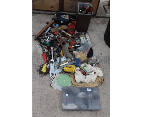A LARGE ASSORTMENT OF TOOLS TO INCLUDE SPANNERS, SCREW DRIVERS ADN PLIERS ETC 