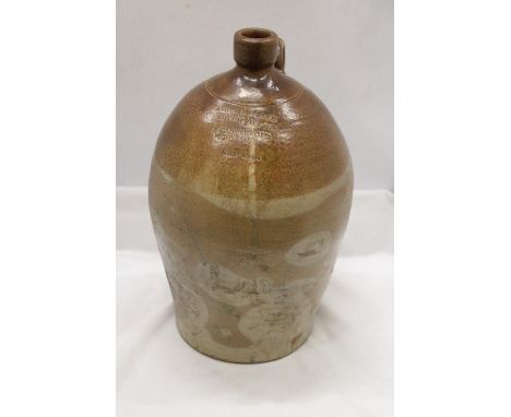 A THOMAS SELLER AND SHERIF HUTTON, CASTLEFORD, STONEWARE FLAGON, HEIGHT 40CM 