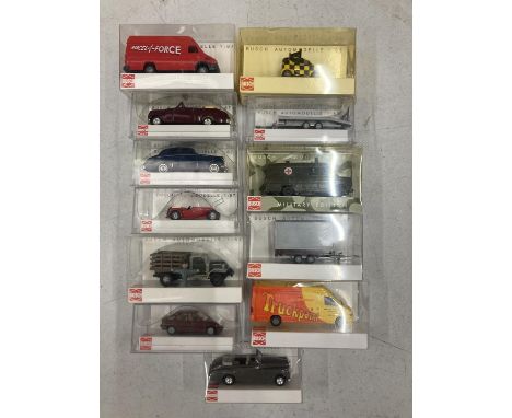 TWELVE BOXED BUSCH VEHICLES 1:87 SCALE 