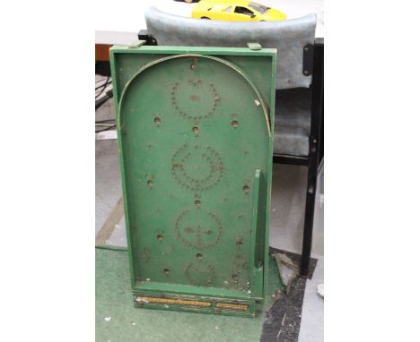 A VINTAGE BAGATELLE BOARD AND LARGE TOY CAR 