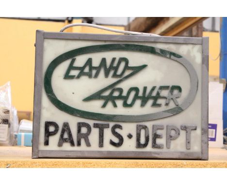 A LAND ROVER PARTS DEPT ILLUMINATED LIGHT BOX SIGN - 42 X 30 CM 