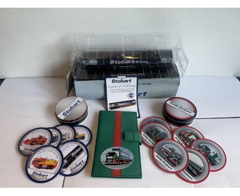 VARIOUS STOBART ITEMS TO INCLUDE A BOXED CLASS 66 EDDIE THE ENGINE (WITH COA), TWO SETS OF SIX COATERS IN A TIN AND A SPOTTER