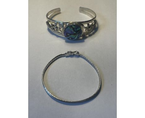 TWO SILVER BANGLES 
