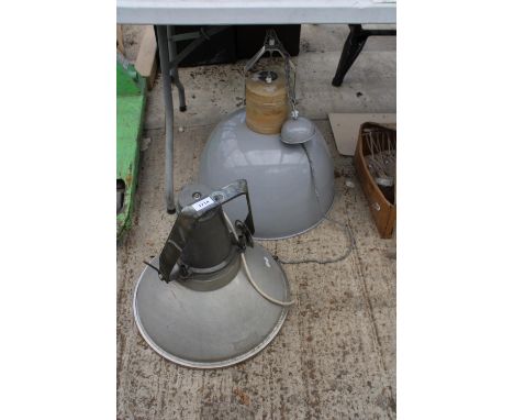 TWO RETRO INDUSTRIAL LIGHT FITTINGS 