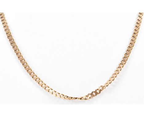 A hallmarked 9ct gold flat link chain necklace with spring ring clasp. Hallmarks rubbed, marked 375. Weight 7.8g. Measures 46