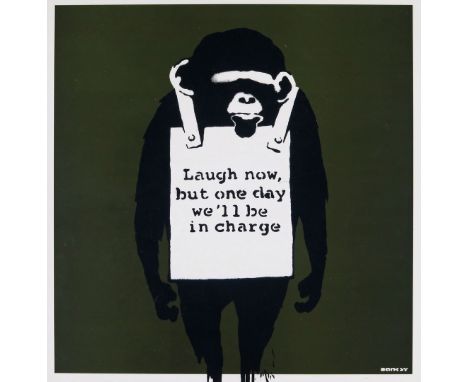  ‡ Banksy (b.1974) Laugh now but one day we~ll be in charge; Keep it real Four, colour silkscreens on record sleeves with vin