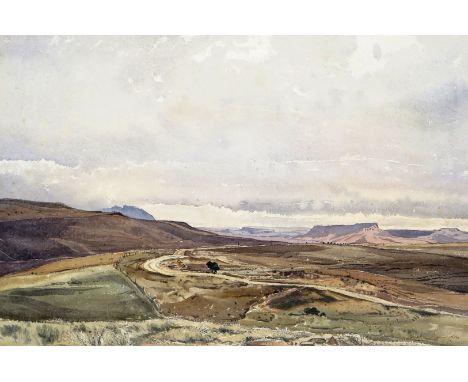 ‡ Claude Muncaster (1903-1974) Drakensburg Mountains Signed  Watercolour 34 x 50cm  ++Slight staining and light foxing in on