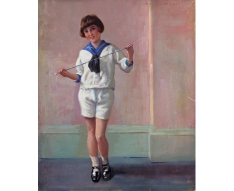 Harry John Pearson (1872-1933) Portrait of a girl in a sailor suit Signed Oil on canvas, unframed 61 x 51cm ++In good unlined