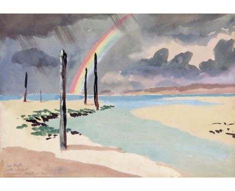  ‡ Mervyn Peake (1911-1968) Coastal landscape with a rainbow, probably Alderney or Sark Signed and dated Christmas 1945 and d