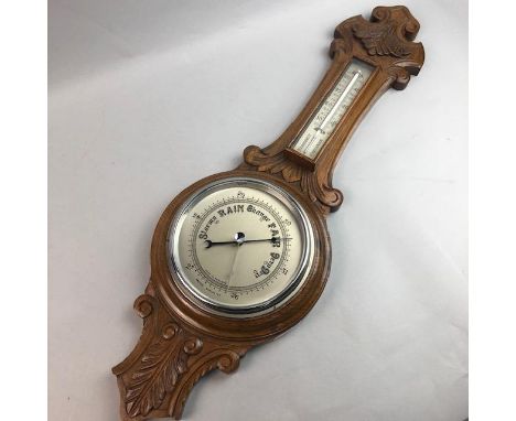 EARLY 20TH CENTURY OAK BANJO BAROMETER, 72cm high