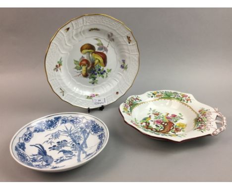 MEISSEN MUSHROOM DECORATED PLATE, 24.5cm diameter, along with a Copeland plate and another, as well as a Panasonic Lumix came