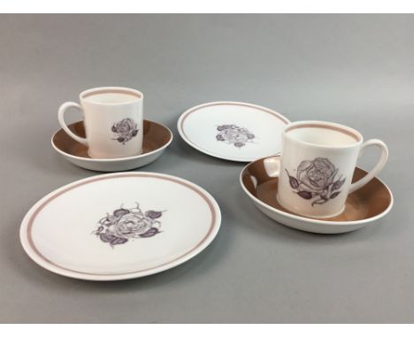 SUSIE COOPER TEA SERVICE, decorated with roses, comprising six cups, six saucers and six side plates (18)