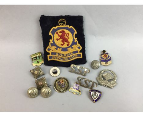 COLLECTION OF CAP BADGES, along with enamel badges and an embroidered patch