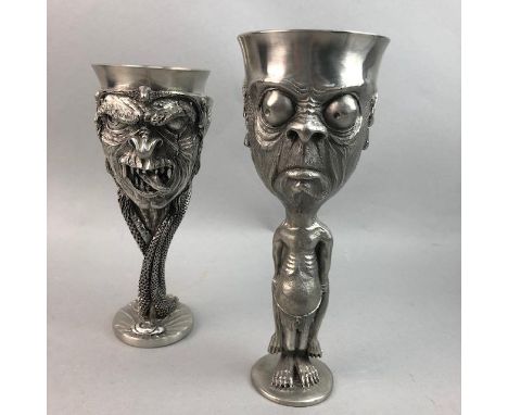 SET OF TWELVE LORD OF THE RINGS PEWTER GOBLETS, by Royal Selangor, the tallest 21cm high