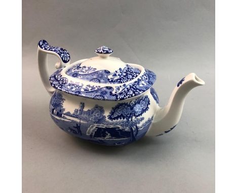 LOT OF COPELAND SPODE AND OTHER BLUE AND WHITE CERAMICS, including ashets, tureen and teapot