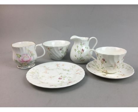 WEDGWOOD 'CAMPION'' PATTERN PART TEA SERVICE, comprising eight trios, along with six Crown china tea cups