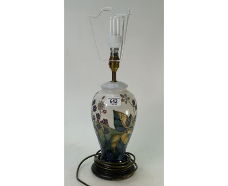 Moorcroft Bramble patterned lamp base, height to top of fitting 36cm