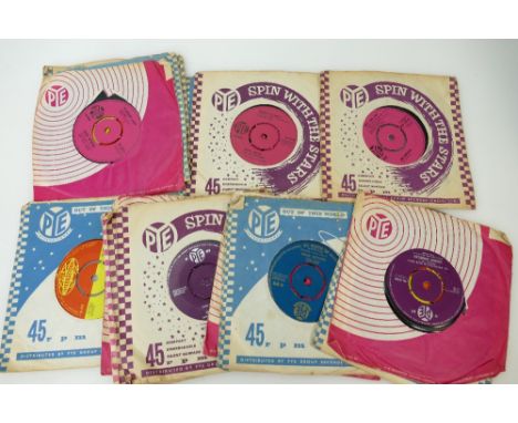 17 x 1960's Single records 45 RPM - PYE various sleeve designs which may be or not, the correct design for each Pye record - 