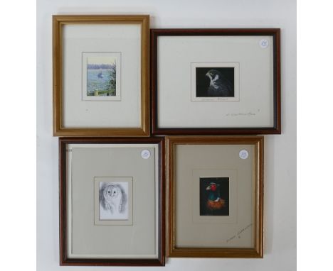 A collection of small Prints of Birds of prey, all signed by Richard Whittlestone in frames (4)