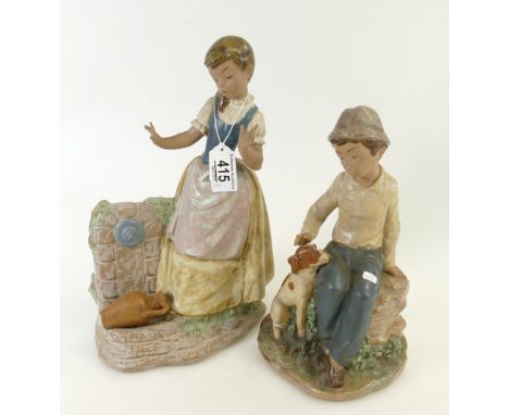 Two Large Lladro Nao Gris Figures