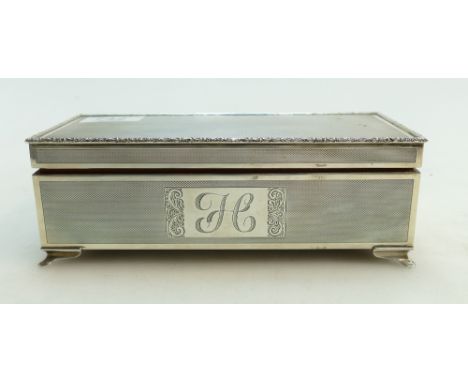 Silver cigarette box - Loaded / weighted box engraved with initials to front.