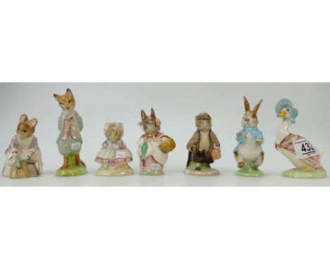 A collection of Royal Albert Beatrix Potter figures Jemmina Puddleduck, Hunca Muncha Sweeping, Mrs Rabbit, Foxy Whiskered Gen