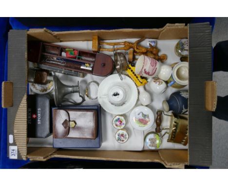 Job lot ceramics incl. patch boxes: desk tidy, razor etc - A tray lot.