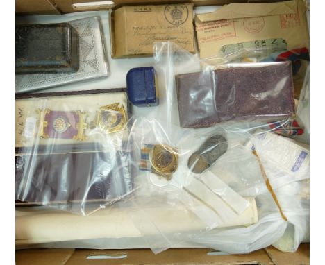 Group including silver gil RAOB Buffaloes medal / jewel, miniature WWI medals, WWII group of 4 medals in original box, alumin