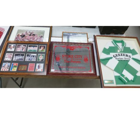 A collection of Stoke City FC framed items including 1972 Cup Final items, later Wembley photo &amp; similar item(5)