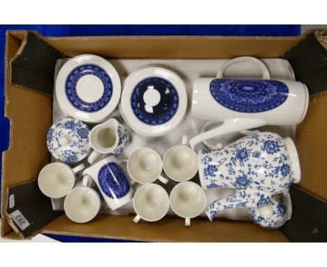 Royal Doulton Babylon teaset comprising 6 cups, 8 saucers, 6 plates and coffee pot, together with Broadhurst Jacobean coffee,