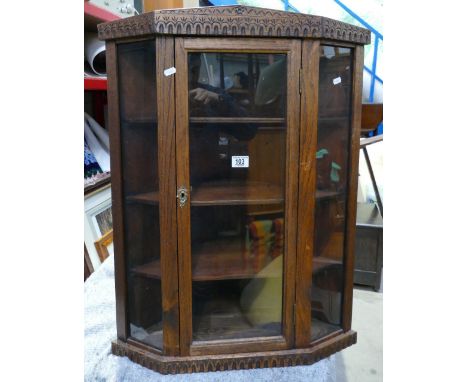 20th Century light oak wall hanging corner cupboard 