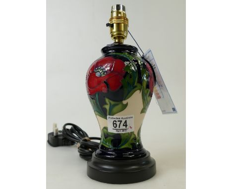 Moorcroft Pavot Lamp Base 26cm high.