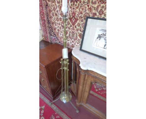 A Victorian brass telescope standard lamp 